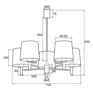 Argon Lampa wisząca abażur PONTE 2086 granatowa złota do salonu