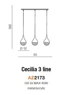 Azzardo Lampa nad stół wisząca nowoczesna CECILIA 3 chrom AZ2173