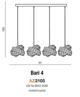 Azzardo Lampa wisząca nowoczesna BARI 4 chrom AZ2105