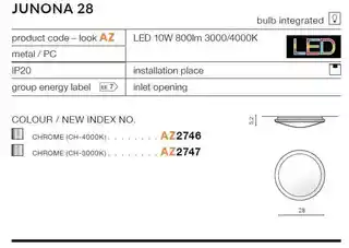 Azzardo Plafon nowoczesny JUNONA 28 chrom AZ2746