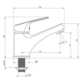 Deante Bateria umywalkowa chrom BEZ020L