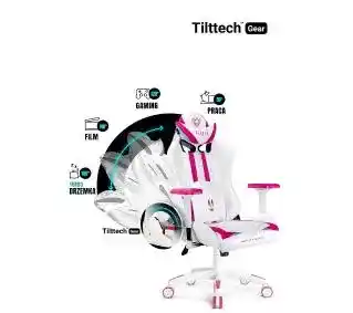 Diablo Chairs X-Ray Normal Size Gamingowy do 150kg Skóra ECO Biało-różowy Fotel gamingowy