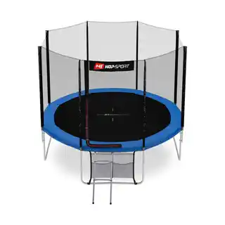 Hop-sport Trampolina 10ft (305cm) niebieska z siatką zewnętrzną - 4 nogi