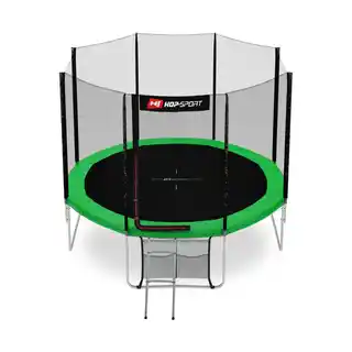 Hop-sport Trampolina 10ft (305cm) zielona z siatką zewnętrzną - 4 nogi