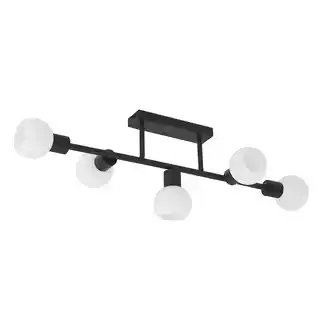 Lindby Biscala 5 Lampa Sufitowa Black/Opal 9627867