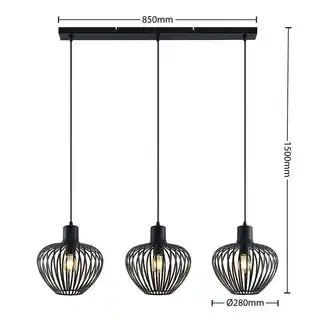 Lindby Deandre 3 Lampa Wisząca Black 9628421