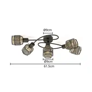 Lindby Eudoria 5 Round Lampa Sufitowa Black/Gold 10010499