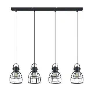 Lindby Flintos 4 Lampa Wisząca Black 9628356