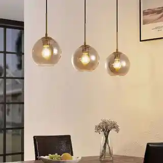 Lindby Hiwana 3 Lampa Wisząca Smoke/Brass 9627210