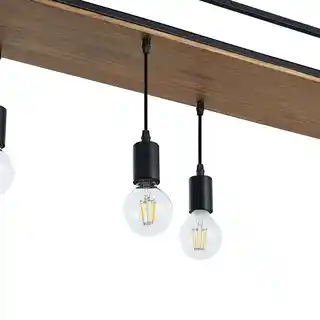 Lindby Kirista 5 Lampa Wisząca Wood/Black 9627716