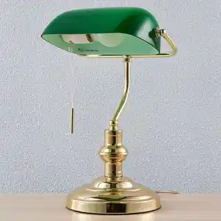 Lindby Milenka Lampa Stołowa Polished Brass/Green 9620987