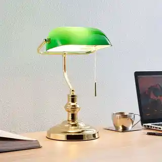 Lindby Milenka Lampa Stołowa Polished Brass/Green 9620987