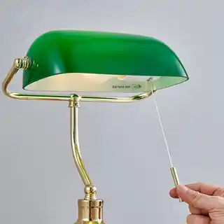 Lindby Milenka Lampa Stołowa Polished Brass/Green 9620987