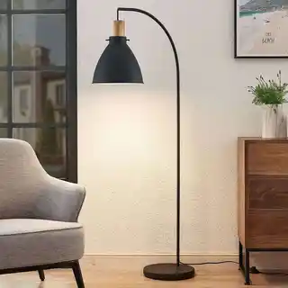 Lindby Trebale Lampa Podłogowa Black/Light Wood 9626268