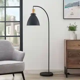 Lindby Trebale Lampa Podłogowa Black/Light Wood 9626268