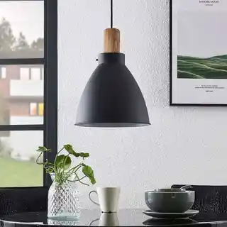 Lindby Trebale Lampa Wisząca Black/Wood 9626269