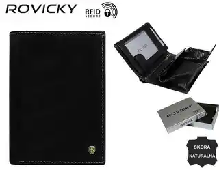 Rovicky Skórzany portfel męski czarny N62-RVT BLACK