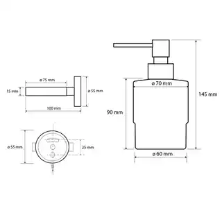 Sapho XB101 X-Round black dozownik mydła, szkło mleczne/czarny, 200 ml