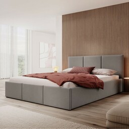 Łóżko tapicerowane z pojemnikiem SFG0111 140x200 Welur Szary