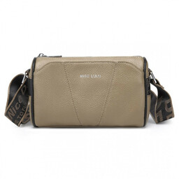 Khaki Owalna Torebka Cylider Crossbody Skórzana Ollow