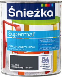 Farba emaliowa Supermal akrylowy RAL7016 Antracyt półpołysk 0,8