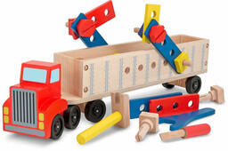 Drewniana ciężarówka z narzędziami i klockami mobilny warsztat