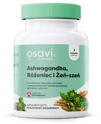 OSAVI Ashwagandha, Różeniec i Żeń-szeń, 60 kapsułek