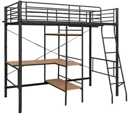 Elior Szaro-brązowe łóżko piętrowe z biurkiem 90x200 cm