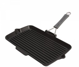 Staub Prostokątna Patelnia żeliwna Grillowa 34x21 Cm, Czarny