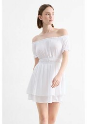 C&A Sukienka typu carmen z wiskozy, Biały