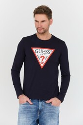 GUESS Granatowy longslevee Original Logo Tee, Wybierz