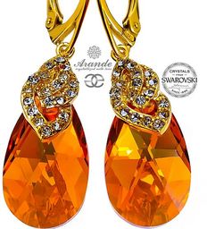 Kryształy Special Piękne Kolczyki Topaz Gold Złote Srebro