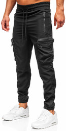 Czarne bojówki spodnie męskie joggery dresowe Denley HSS296