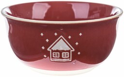 Świąteczna miska ceramiczna Snowy cottage czerwony, 450 ml