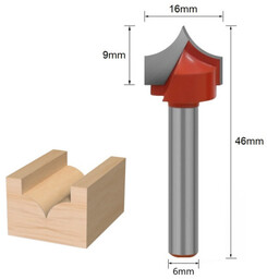 Frez kształtowy zaokrąglający wklęsły 6x16mm TCT 3D Carving