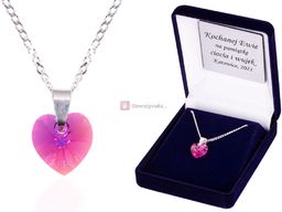 Zawieszka SWAROVSKI "Royal Pink" na łańcuszku DEDYKACJA -