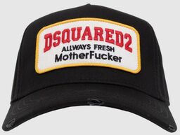 DSQUARED2 Czarna czapka z logo motherfucker