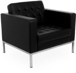 Fotel pikowany S2 - czarny, pikowany, tapicerowany skórą