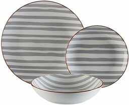 Versa Zestaw obiadowy Wenecja 18 sztuk Szary Porcelana