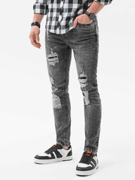 Spodnie męskie jeansowe z dziurami SLIM FIT -