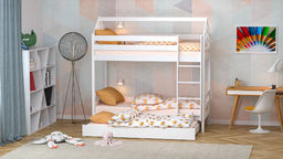 Łóżko piętrowe dla dzieci domek Damiano Trio
