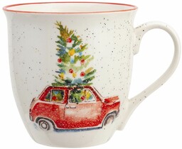 Altom Kubek porcelanowy Christmas car, 630 ml, czerwony