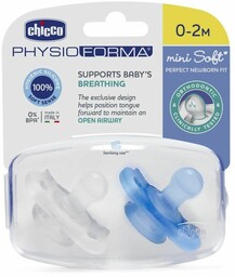 CHICCO_PhysioForma Smoczek silikonowy uspokajający Mini Soft 0-2m Boy