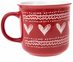 Świąteczny kubek ceramiczny Christmas heart II czerwony, 450