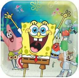 Talerzyki urodzinowe Spongebob Kanciastoporty - 23 cm -