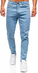 Niebieskie spodnie jeansowe męskie slim fit Denley 6460