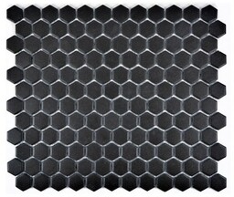 Mozaika gresowa Czarna Hexagon Matowa 26x30x0,5 cm