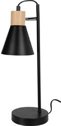 Metalowa lampa stołowa z drewnianą podstawą Solano czarny,