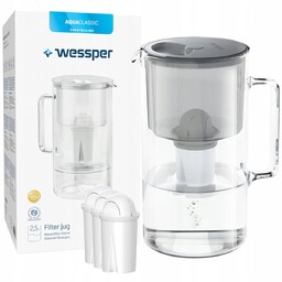 Wessper AquaClassic Crystalline 3,3L Szary szklany dzbanek filtrujący