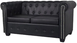 Elior 2-osobowa czarna sofa w stylu Chesterfield -